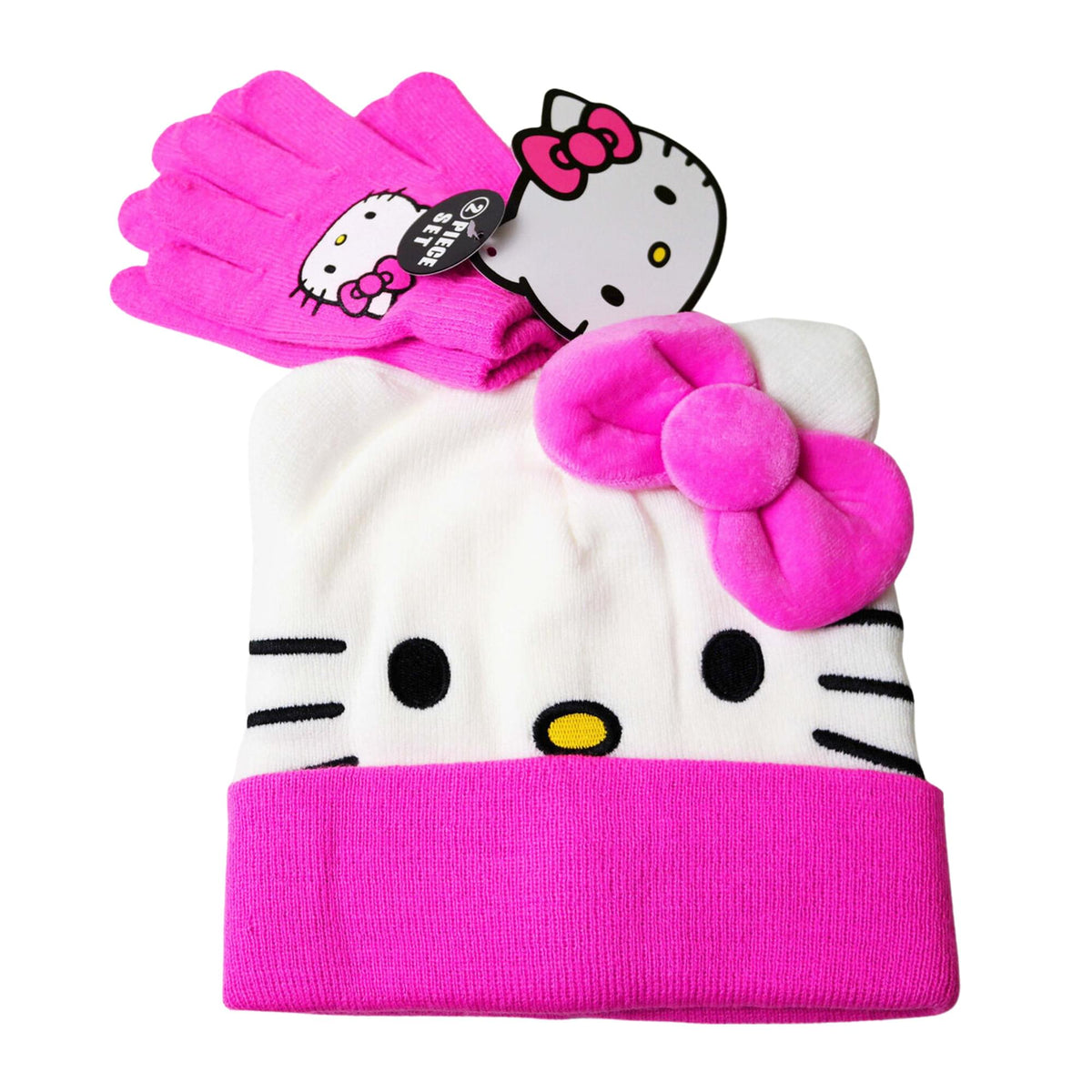 Sanrio Hello Kitty Knit Beanie and Gloves 2 Piece Set