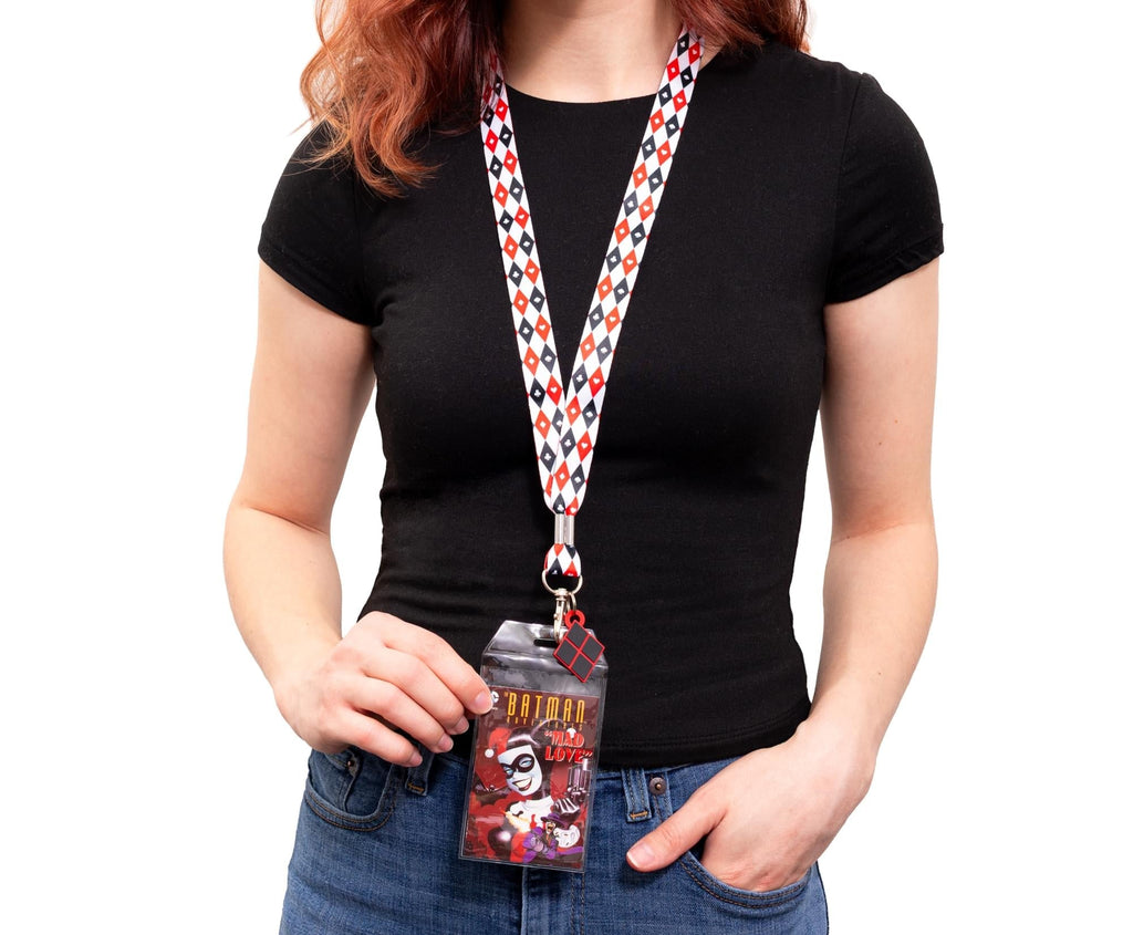 DC Comics Harley Quinn Pattern Lanyard with Charm