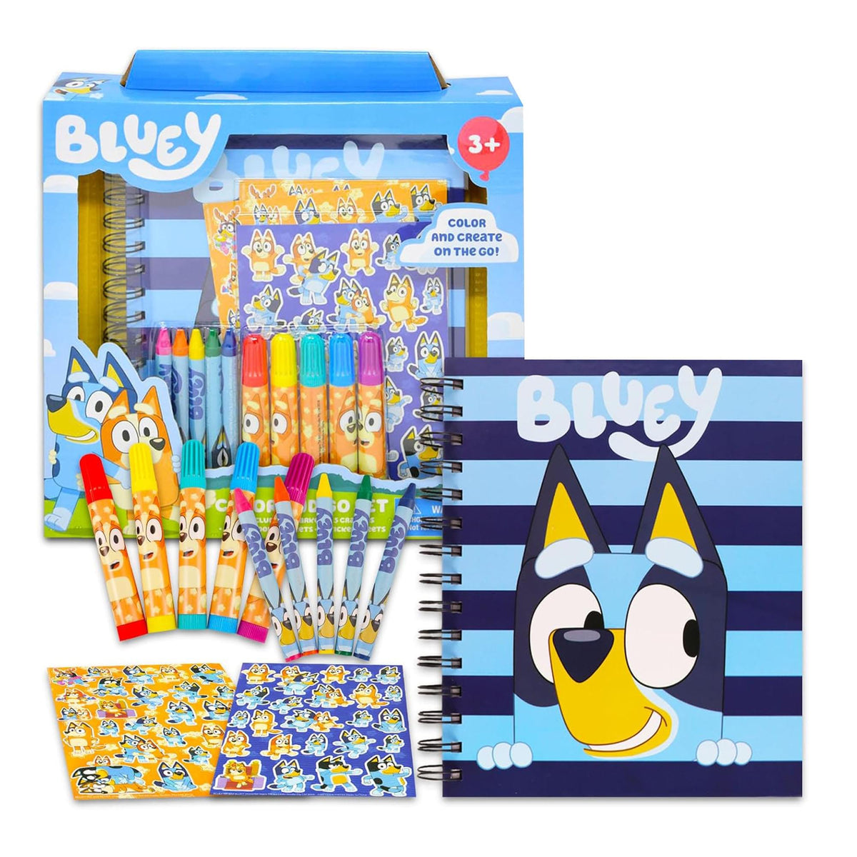 Bluey Art Set | Sketchbook, Crayons, Markers, More
