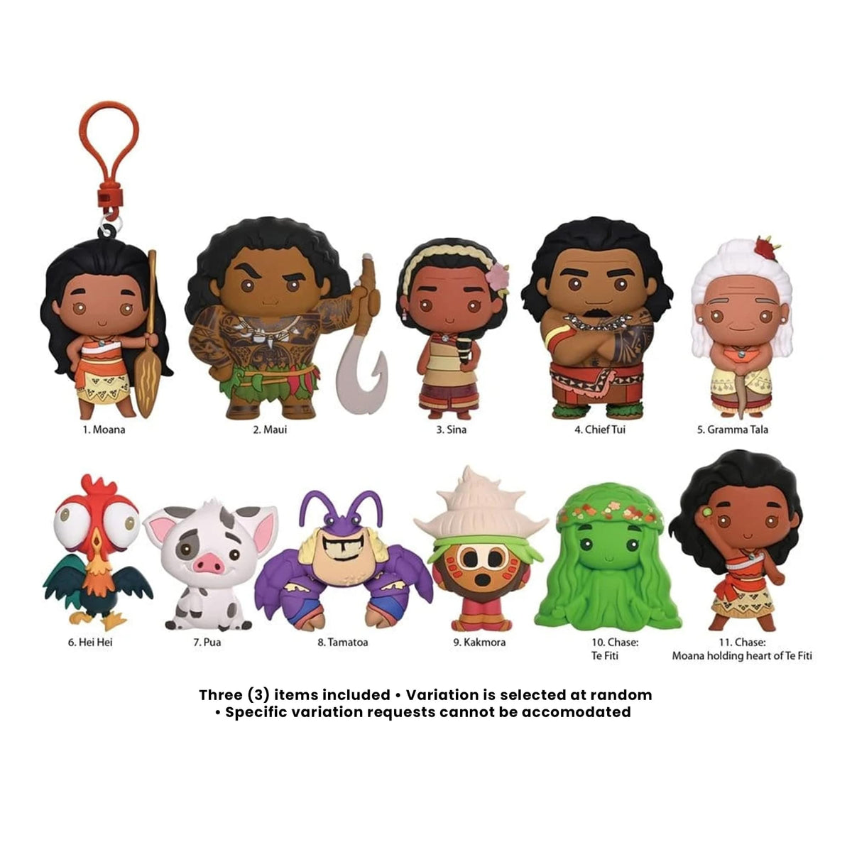 Disney Moana Series 2 Blind Bag 3D Foam Bag Clips | 3 Random