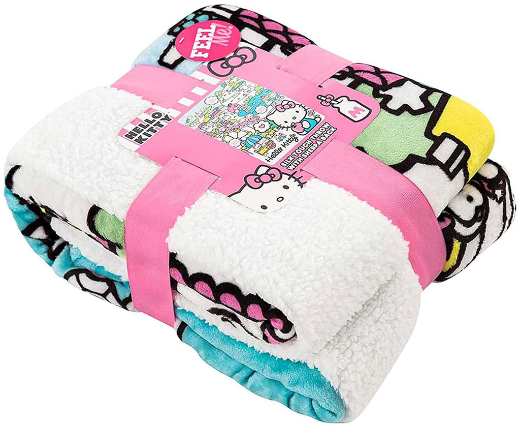 Hello Kitty My Cute World 60 x 80 Inch Silk Touch Sherpa Throw Blanket