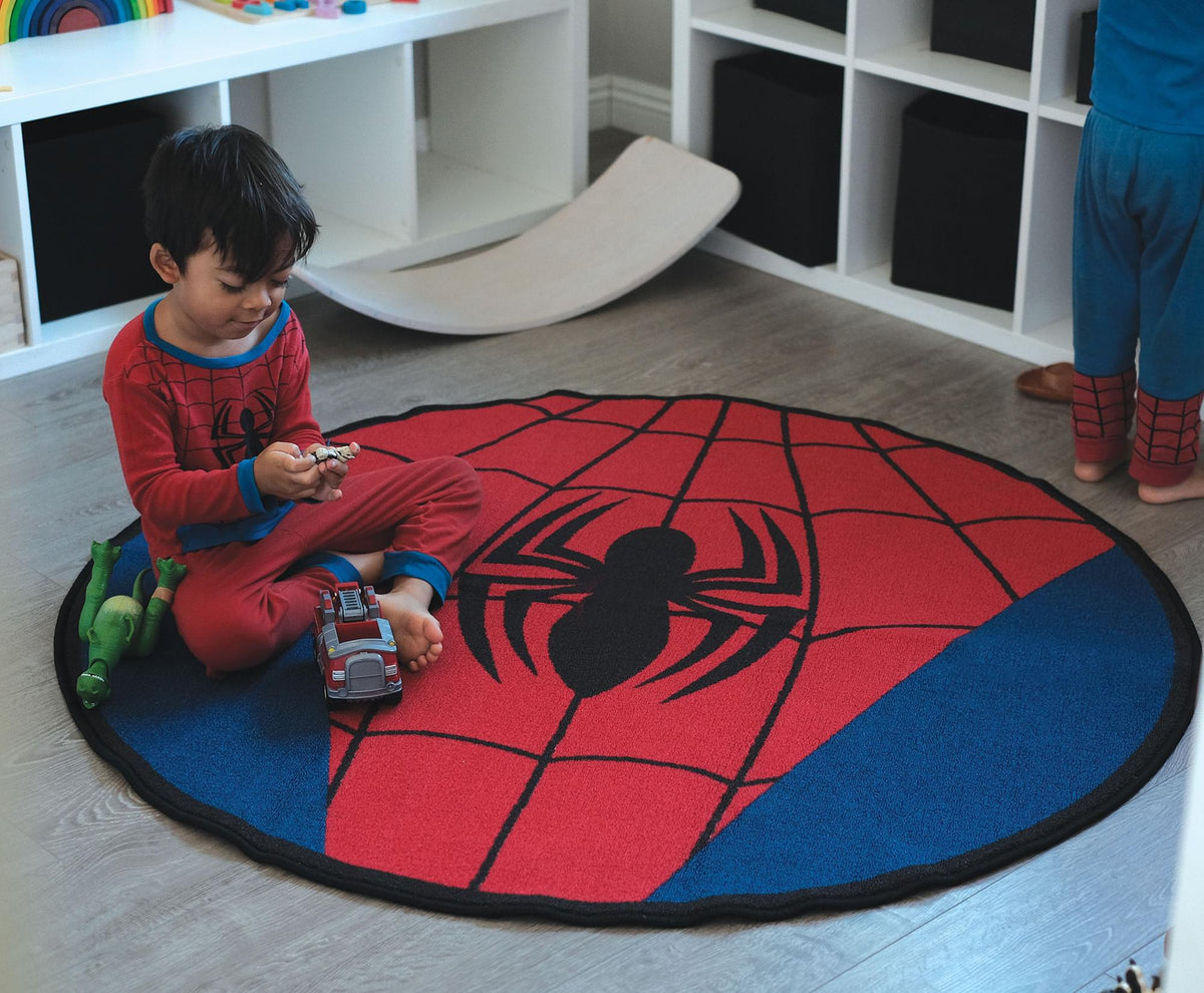 Marvel Spider-Man Chest Logo Round Printed Area Rug | 52 Inches