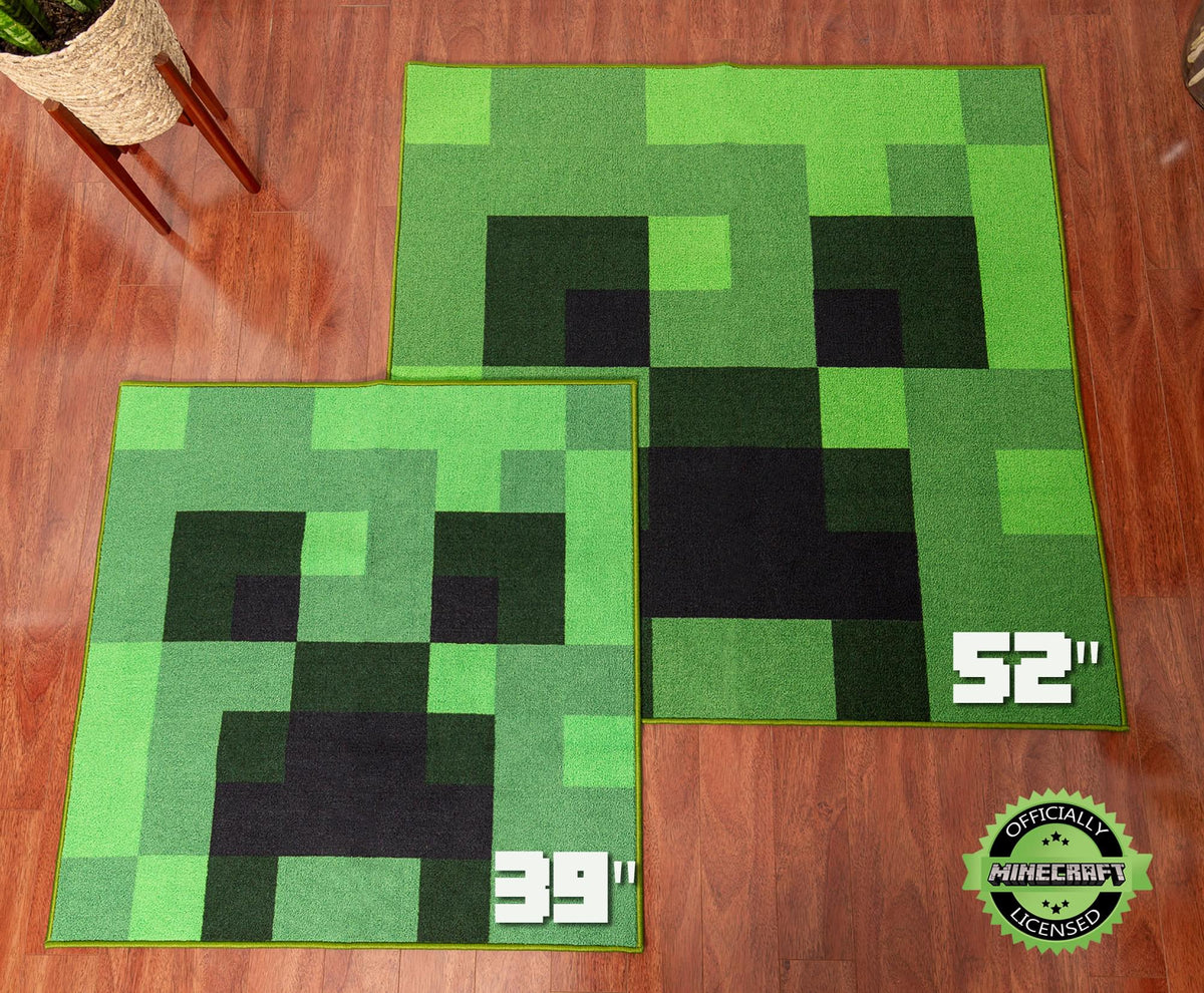 Minecraft Green Creeper Square Area Rug | 52 Inches