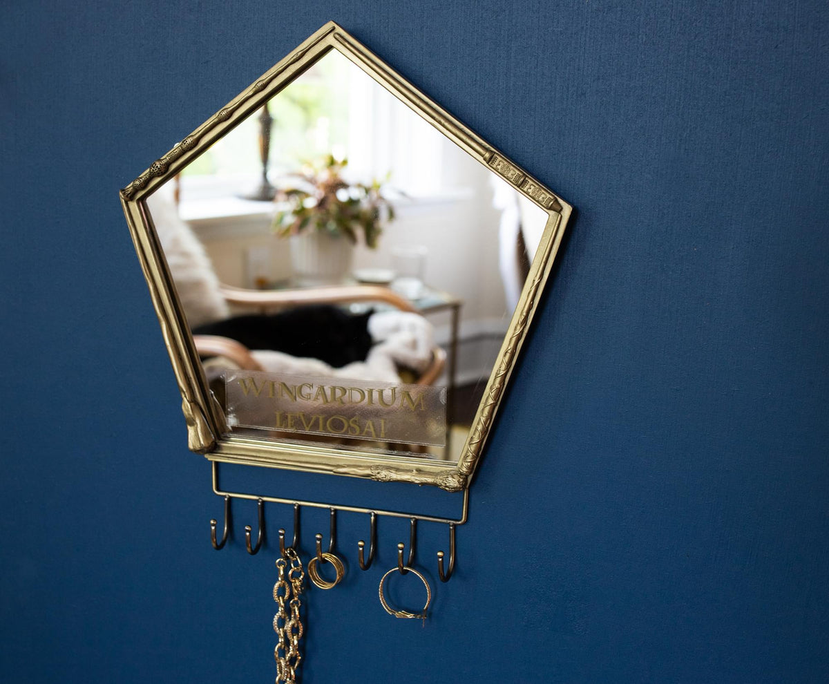 Harry Potter Wand Wall Mirror with Jewelry Hooks Storage Rack