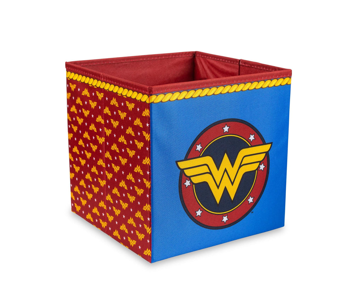 DC Comics Wonder Woman Logo Storage Bin Cube Organizer | 11 Inches