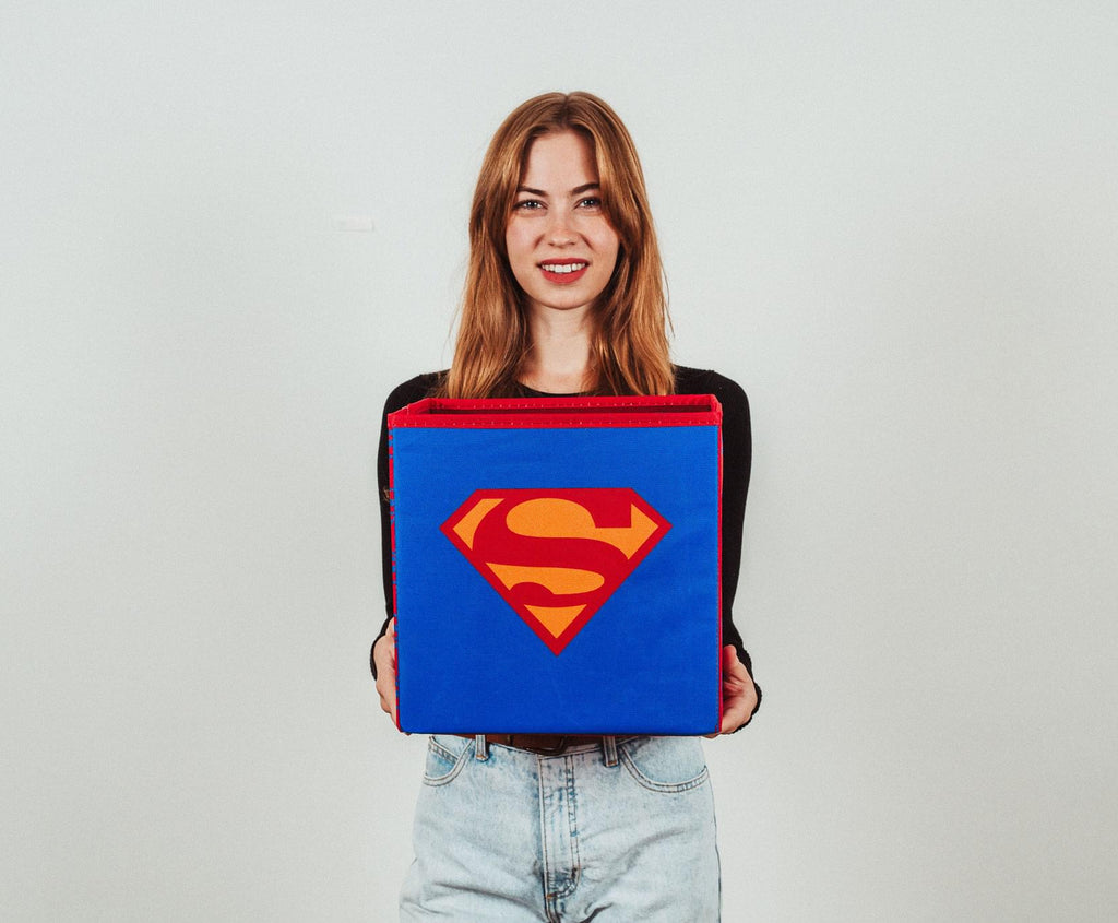 DC Comics Superman Logo Storage Bin Cube Organizer | 11 Inches