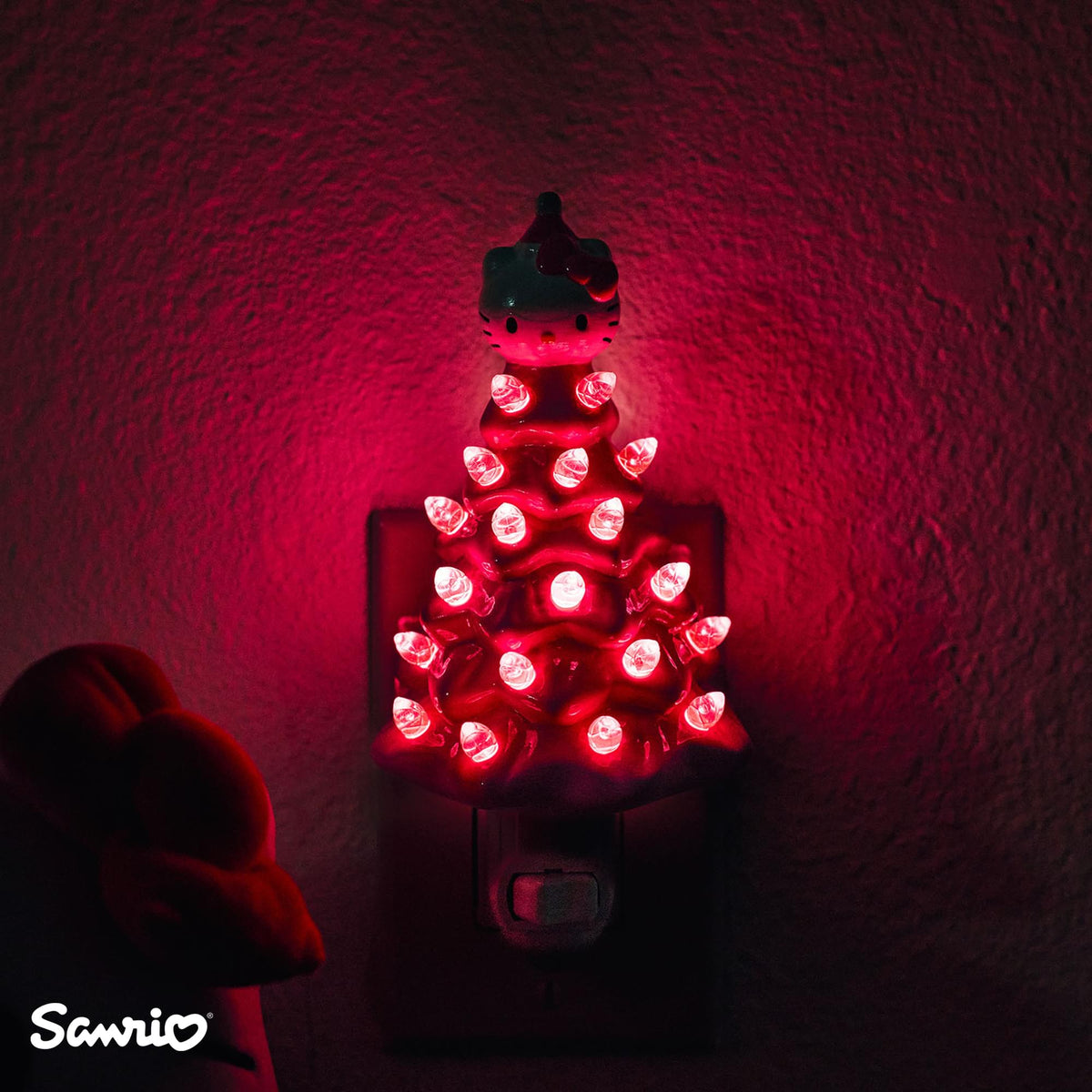 Sanrio Hello Kitty Pink 6-Inch Ceramic Christmas Tree Plug-In Nightlight