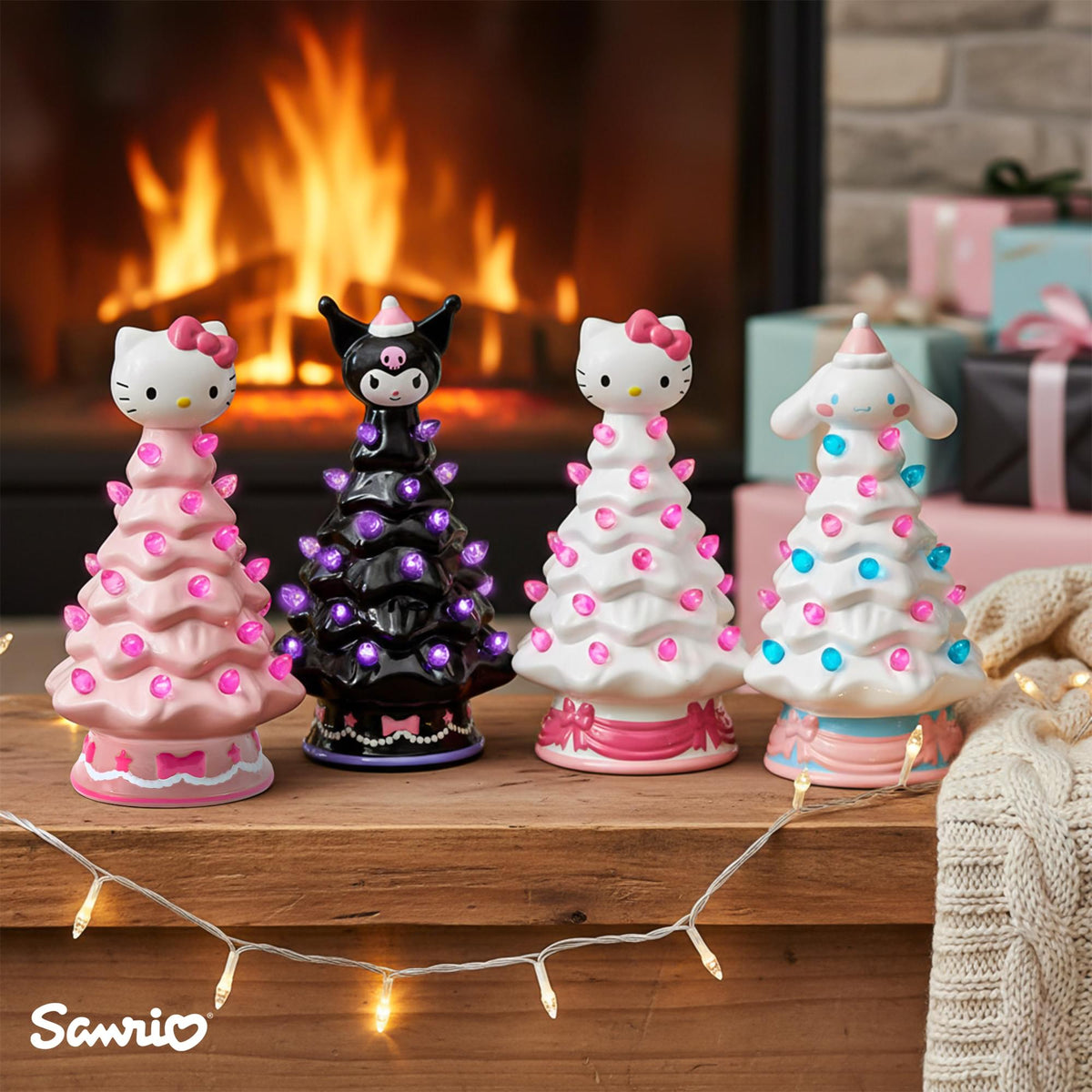 Sanrio Hello Kitty Pink Light-Up Ceramic Christmas Tree | 6 Inches Tall