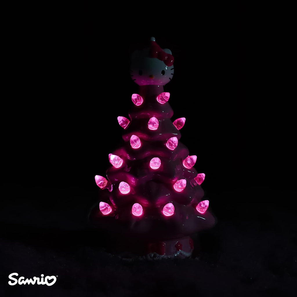 Sanrio Hello Kitty Pink Light-Up Ceramic Christmas Tree | 6 Inches Tall