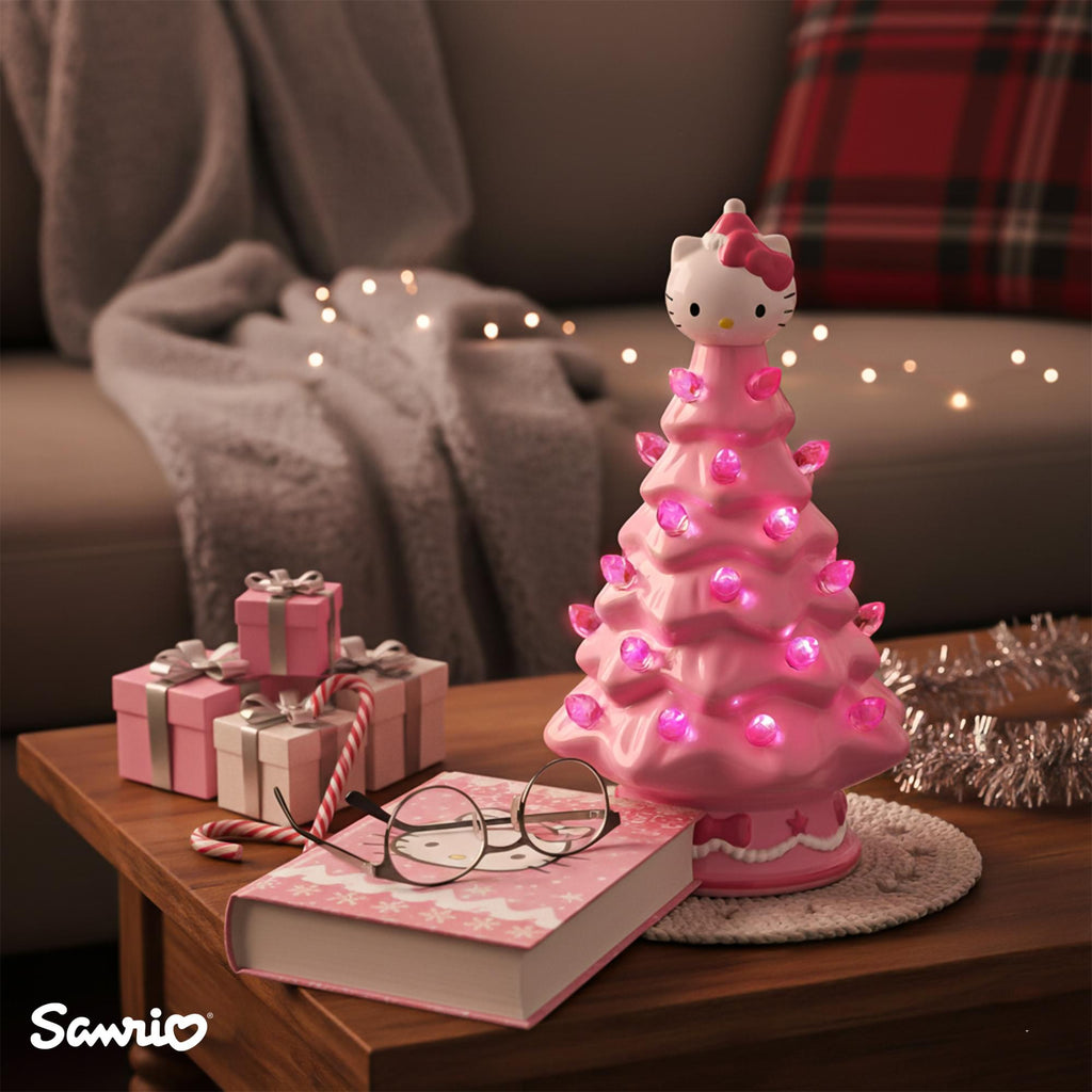 Sanrio Hello Kitty Pink Light-Up Ceramic Christmas Tree | 6 Inches Tall
