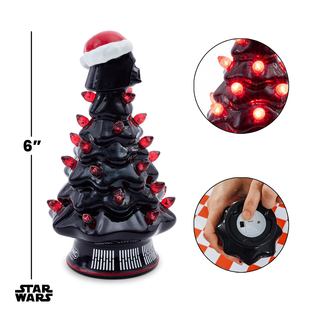 Star Wars Darth Vader Light-Up Ceramic Christmas Tree | 6 Inches Tall