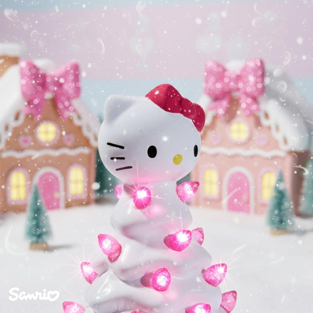 Sanrio Hello Kitty White Light-Up Ceramic Christmas Tree | 6 Inches Tall