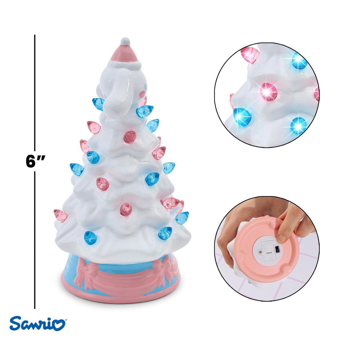 Sanrio Cinnamoroll Light-Up Ceramic Christmas Tree | 6 Inches Tall