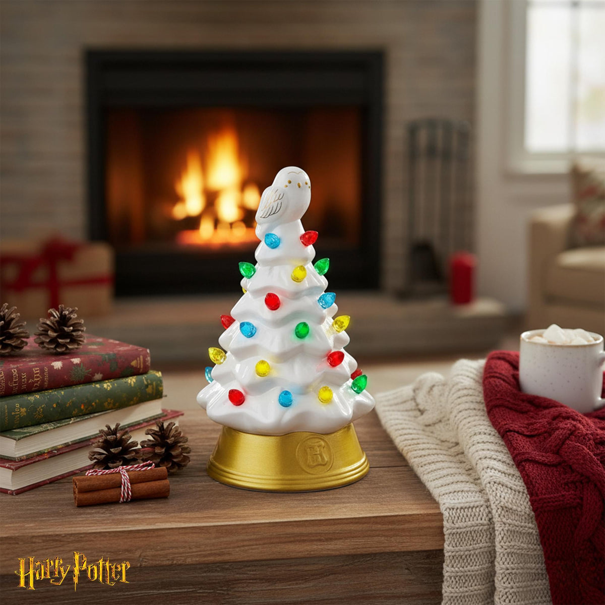 Harry Potter Hedwig Light-Up Ceramic Christmas Tree | 6 Inches Tall