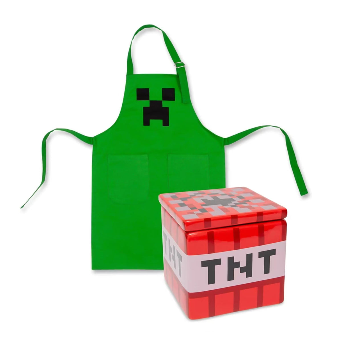 Minecraft Kitchen Set: Creeper Youth Apron & TNT Cookie Jar