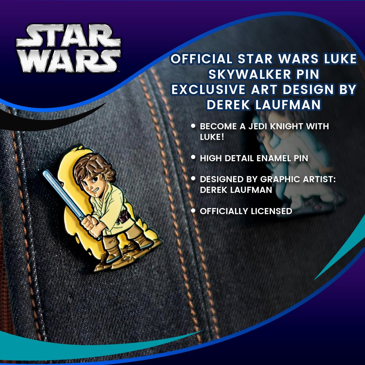 OFFICIAL Star Wars Luke Skywalker Pin | Exclusive Art Design By Derek Laufman
