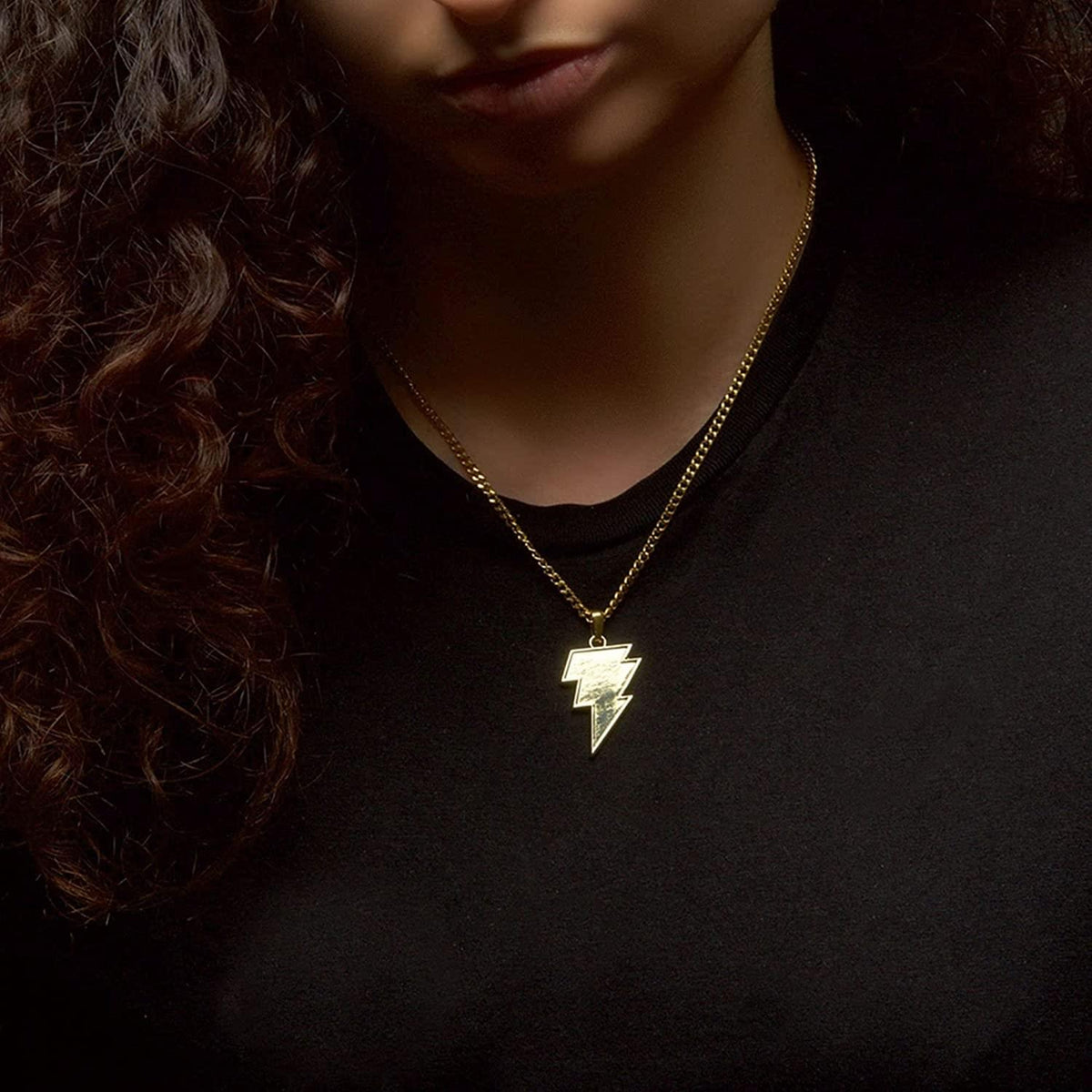 DC Black Adam Lightning Bolt Stainless Steel Pendant Necklace