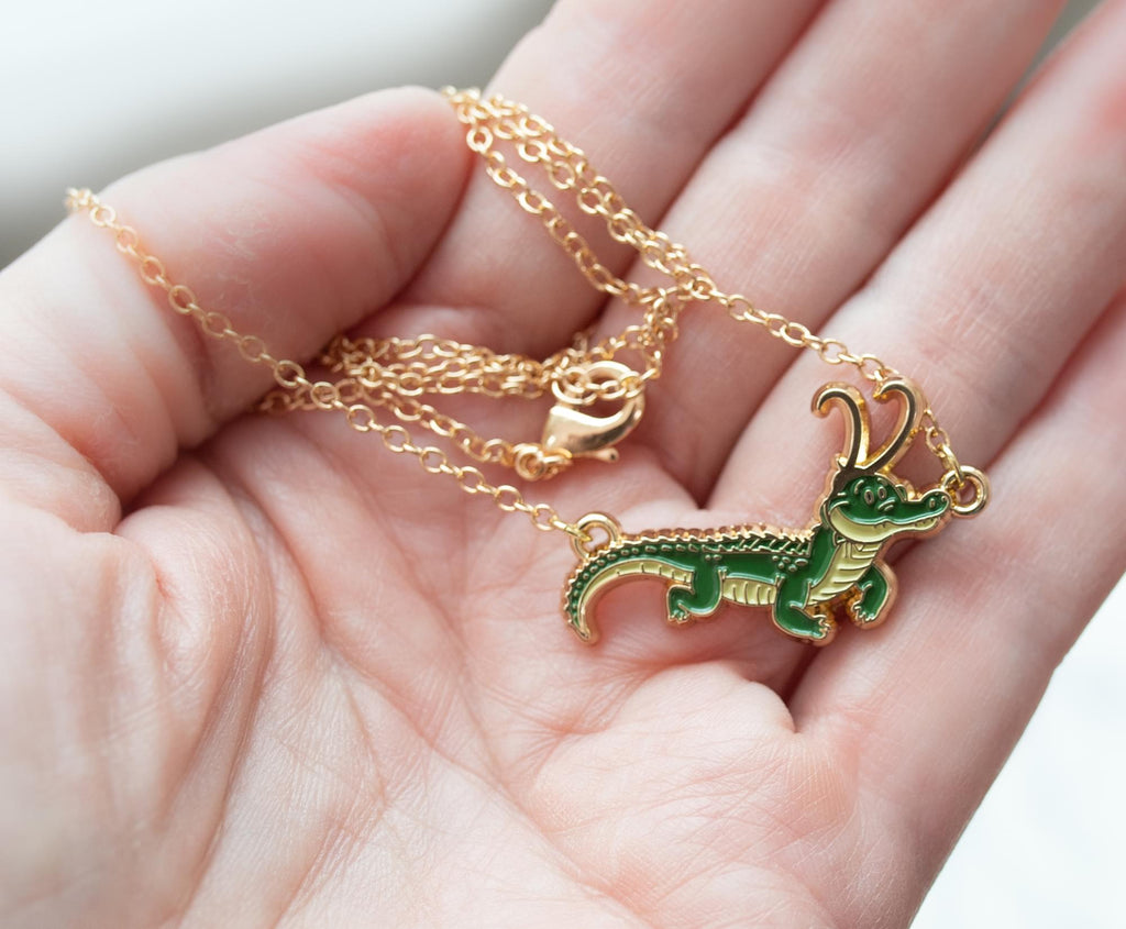 Marvel Studios Loki Alligator Pendant Necklace with Gold Chain