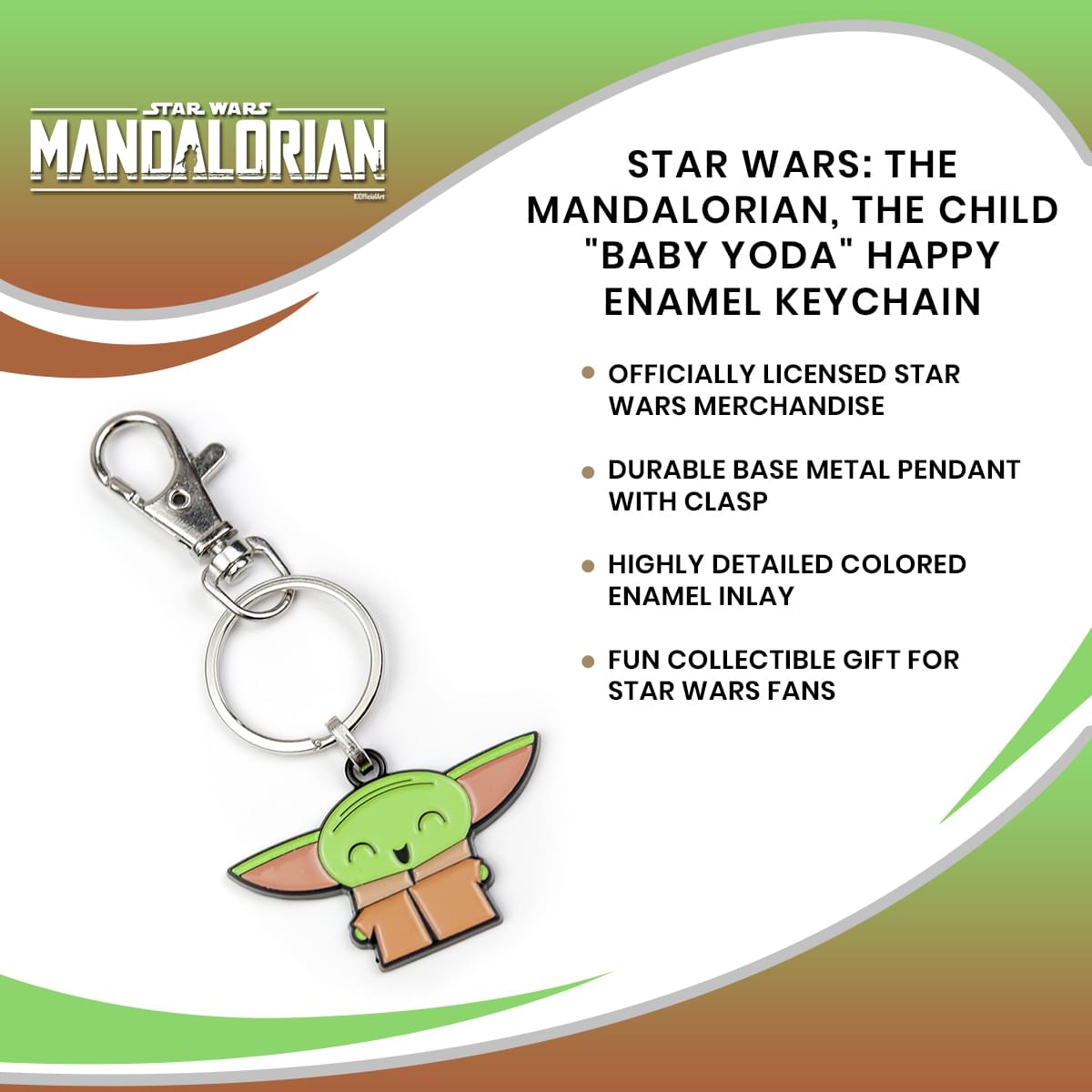 Star Wars: The Mandalorian, The Child "Baby Yoda" Happy Enamel Keychain