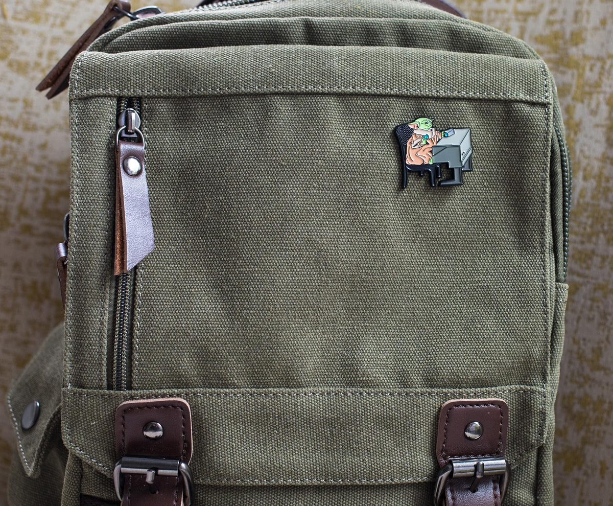 Star Wars: The Mandalorian Grogu Desk With Cookie Enamel Pin | Toynk Exclusive