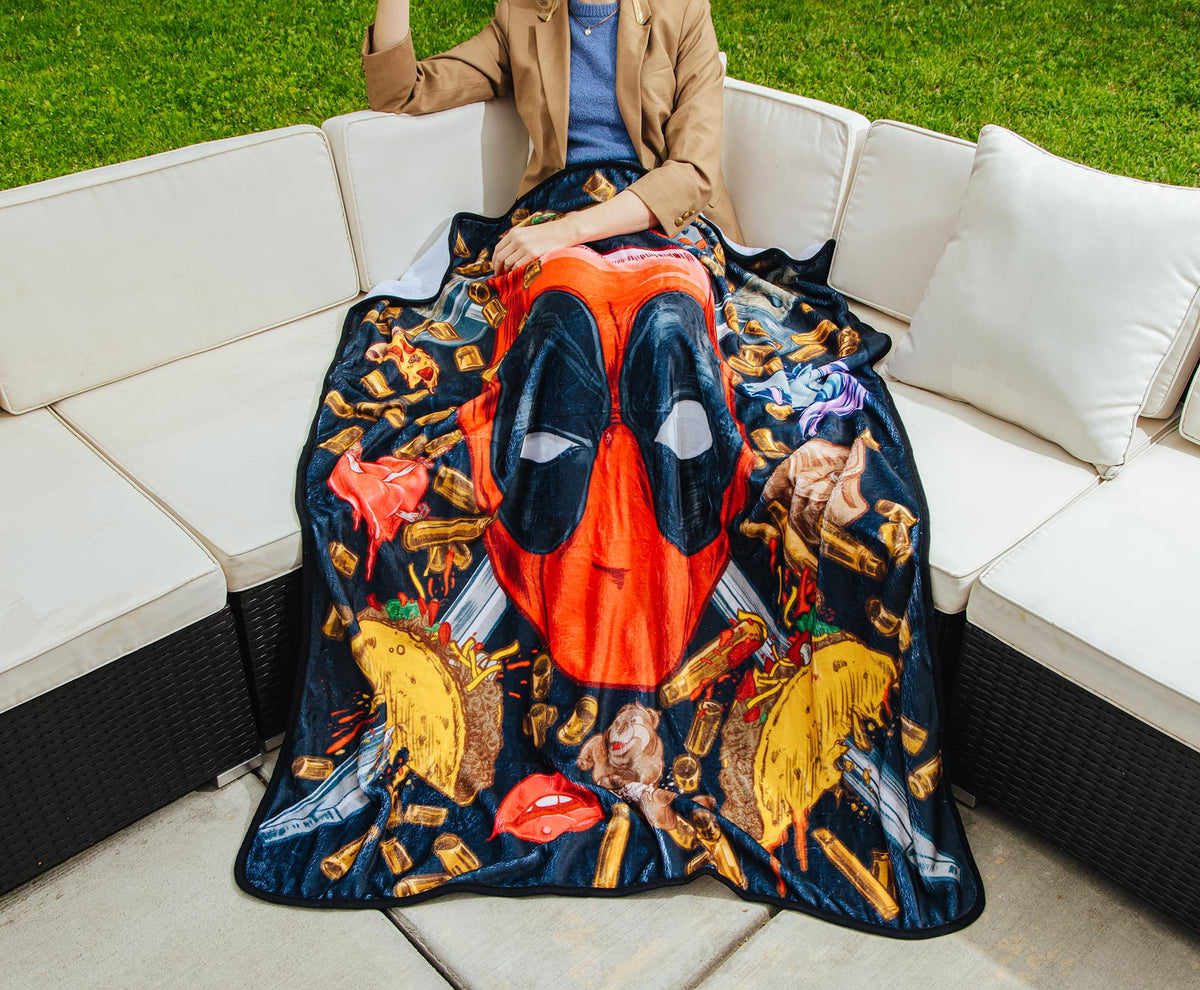 Marvel Deadpool Icons Fleece Throw Blanket | 45 x 60 Inches