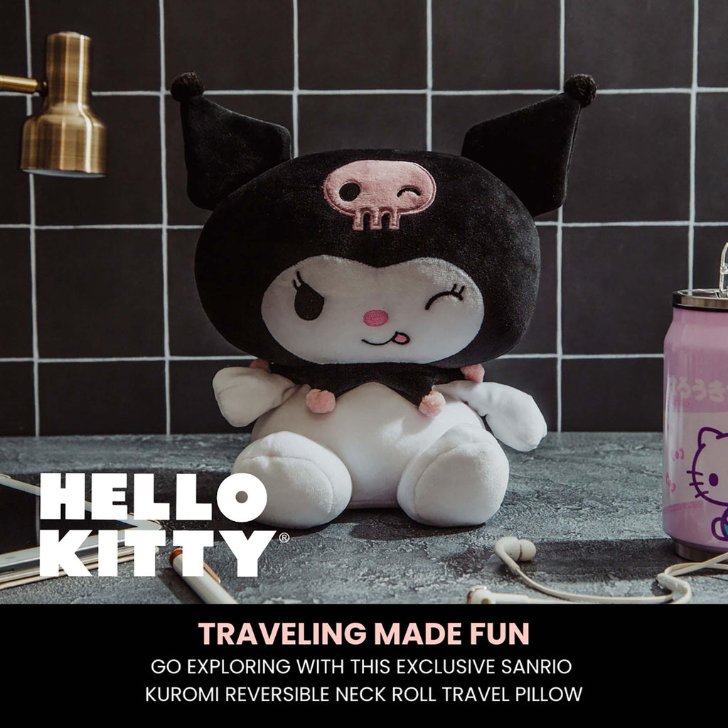 Sanrio Kuromi Reversible Neck Roll Pillow and Plush Toy