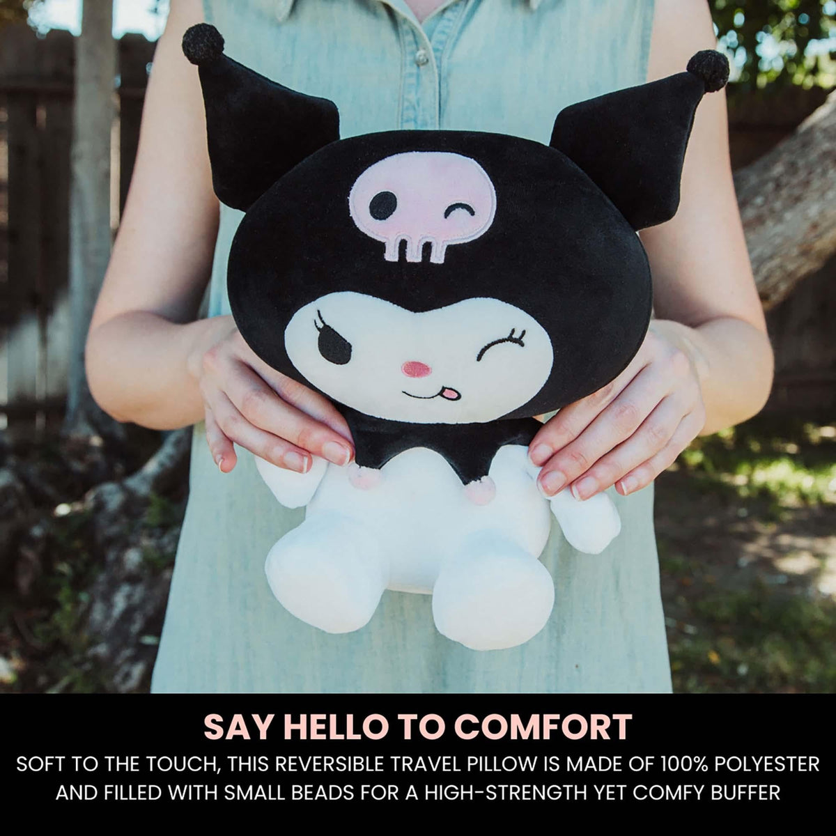 Sanrio Kuromi Reversible Neck Roll Pillow and Plush Toy