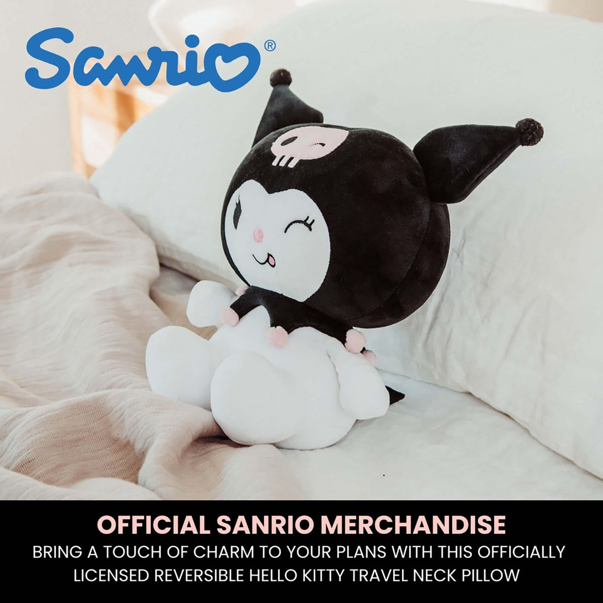 Sanrio Kuromi Reversible Neck Roll Pillow and Plush Toy