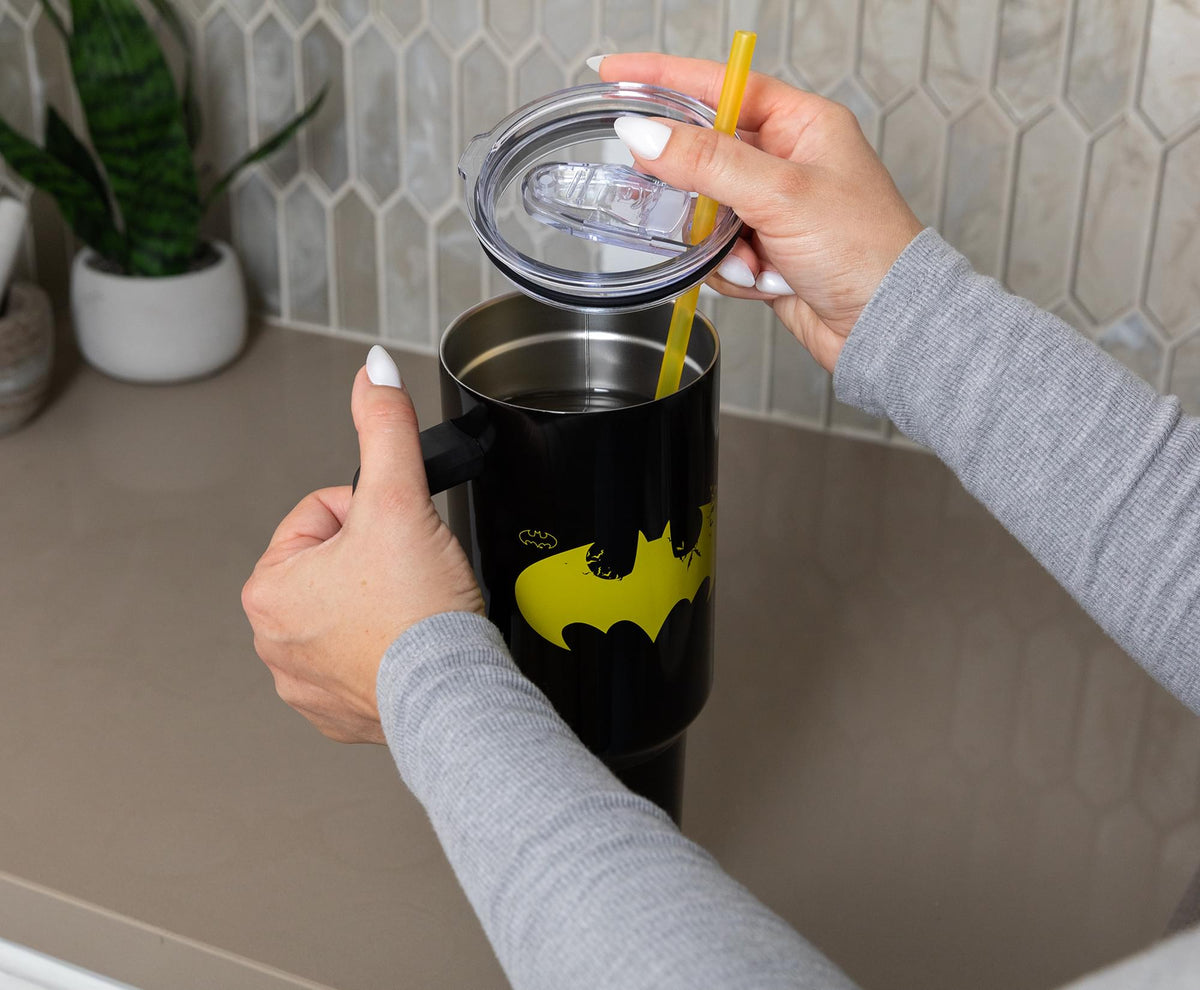 DC Comics Batman Logo 40-Ounce Stainless Steel Tumbler With Handle