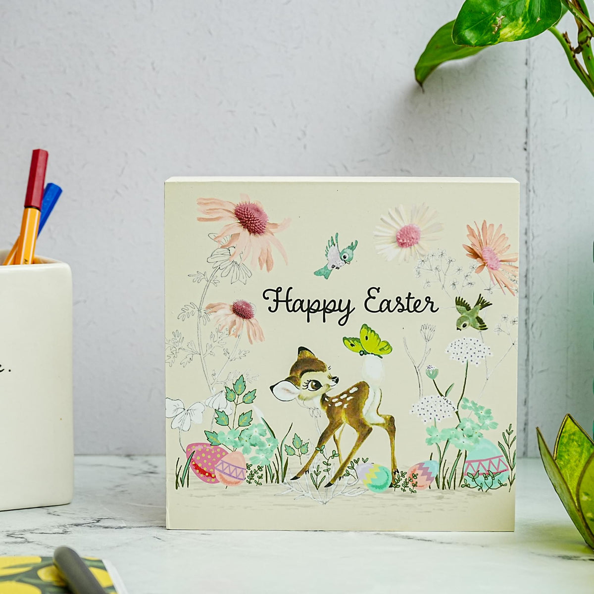 Disney Bambi "Happy Easter" 6 x 6 Inch Wood Box Sign
