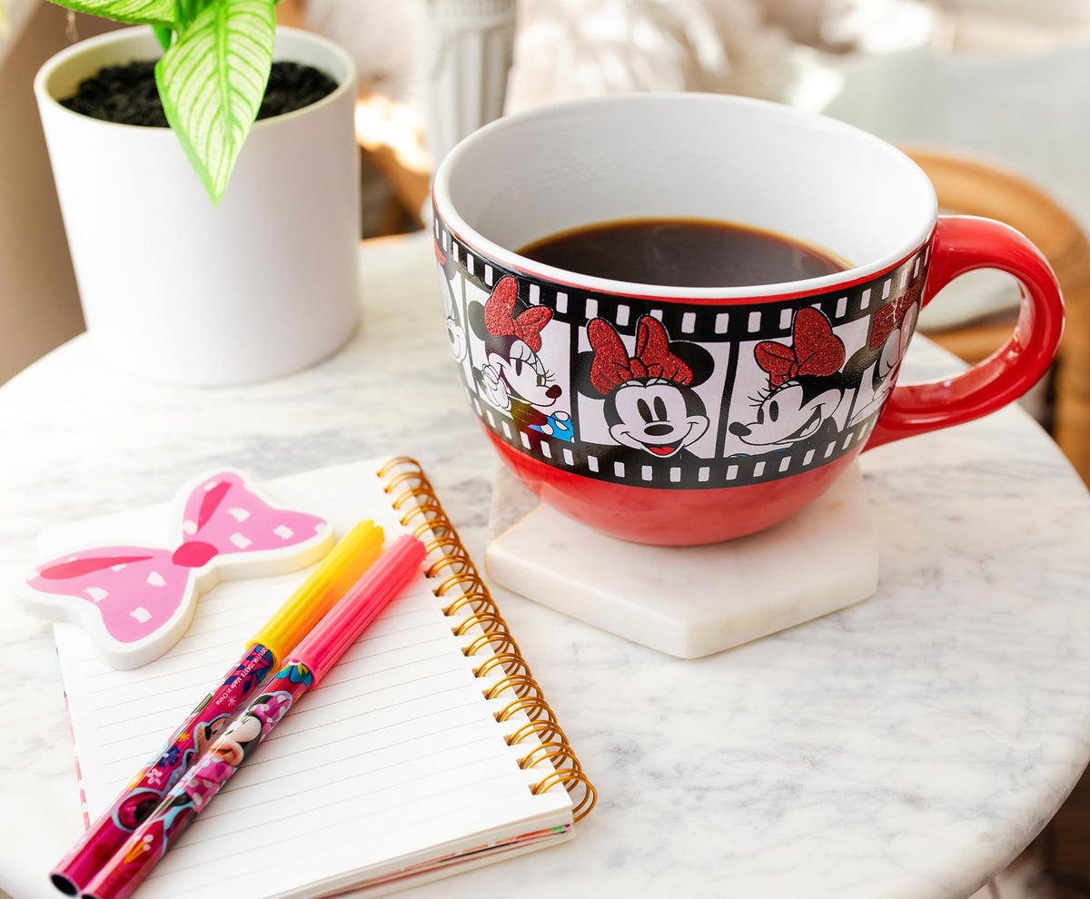 Disney Minnie Mouse Film Reel Ceramic Soup Mug | Holds 24 Ounces