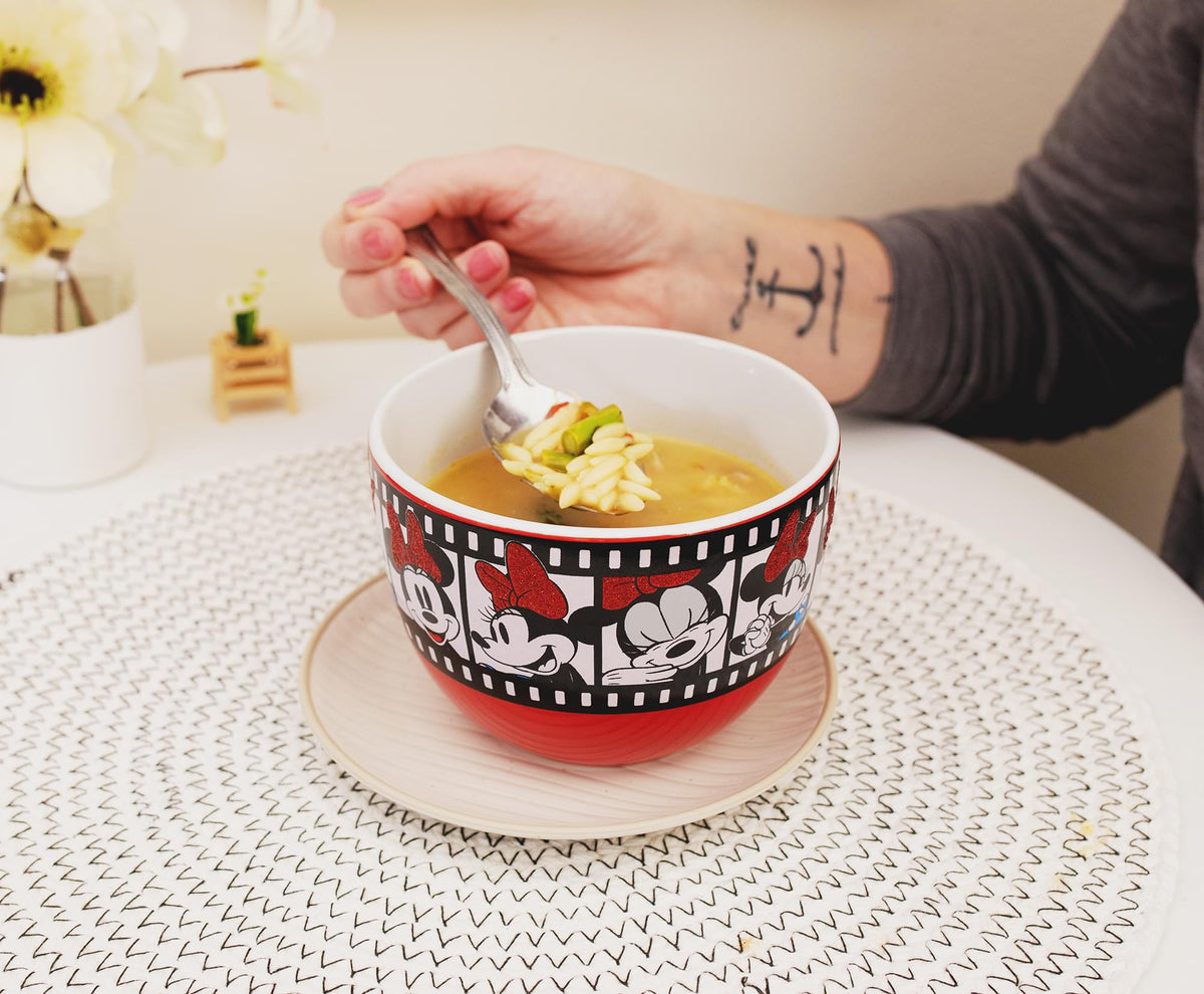 Disney Minnie Mouse Film Reel Ceramic Soup Mug | Holds 24 Ounces
