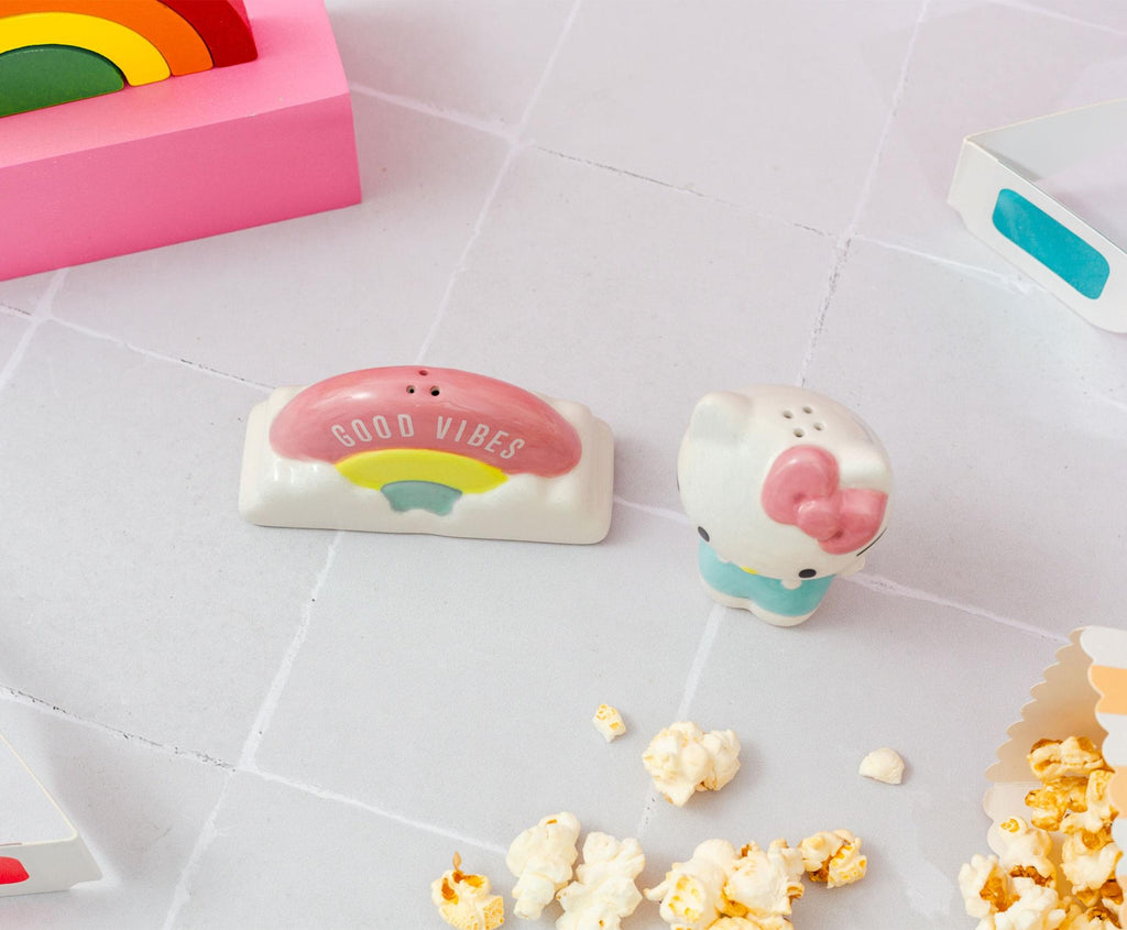 Sanrio Hello Kitty and Rainbow Ceramic Salt and Pepper Shaker Set