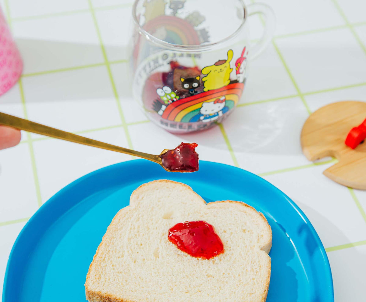 Sanrio Hello Kitty and Friends Rainbow Glass Mug With Lid and Spoon