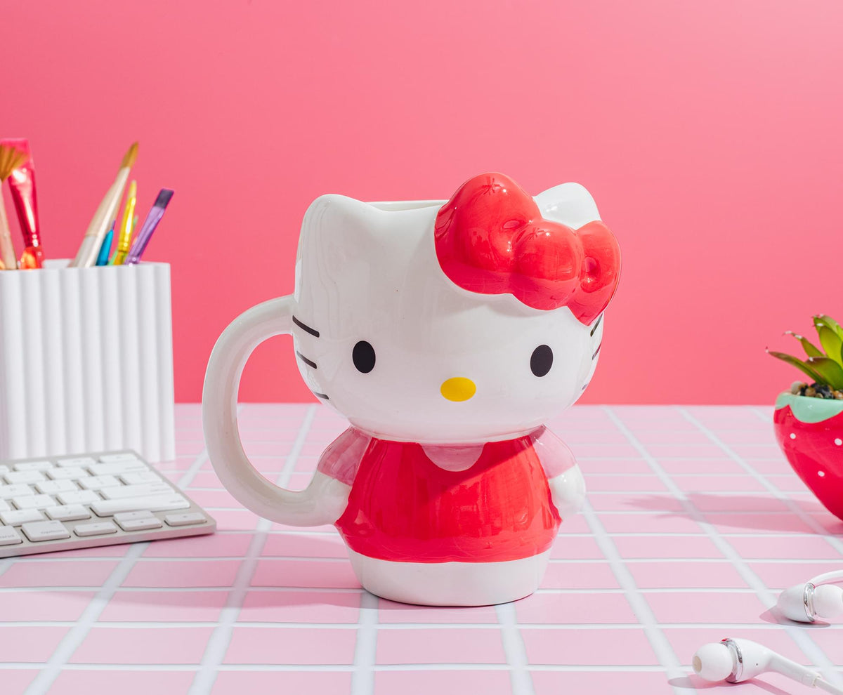 Sanrio Hello Kitty Red Dress Sculpted Ceramic Mug | Holds 20 Ounces