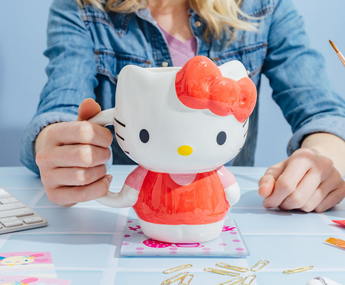 Sanrio Hello Kitty Red Dress Sculpted Ceramic Mug | Holds 20 Ounces