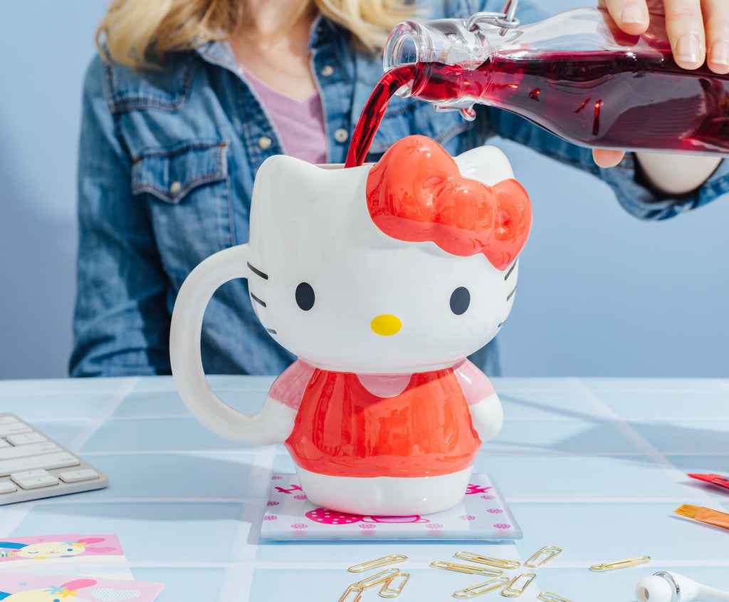 Sanrio Hello Kitty Red Dress Sculpted Ceramic Mug | Holds 20 Ounces