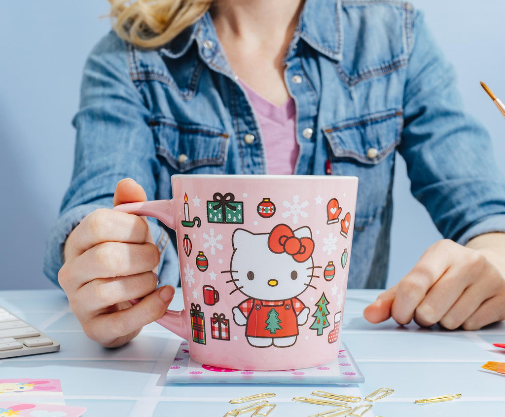 Sanrio Hello Kitty Holiday Celebration Ceramic Latte Mug | Holds 17 Ounces