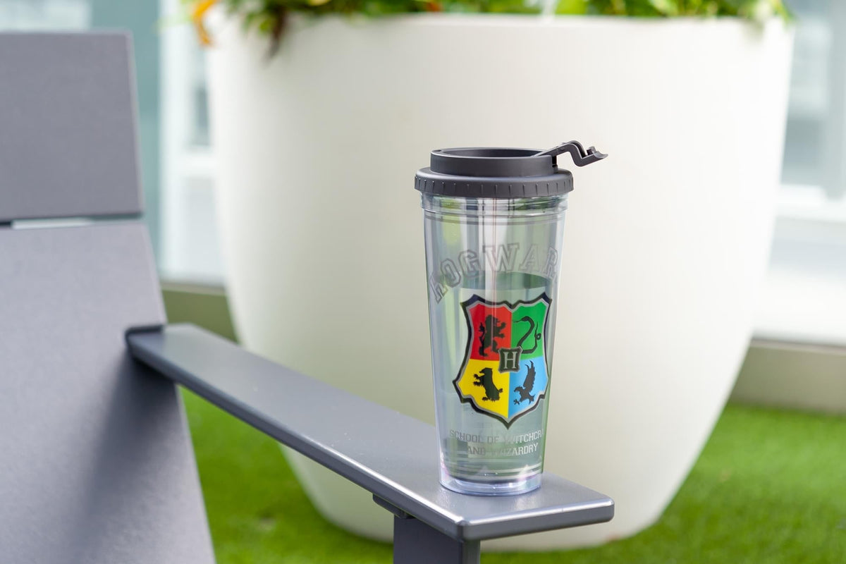 Harry Potter Hogwarts Crest 24oz Double Walled Plastic Travel Mug