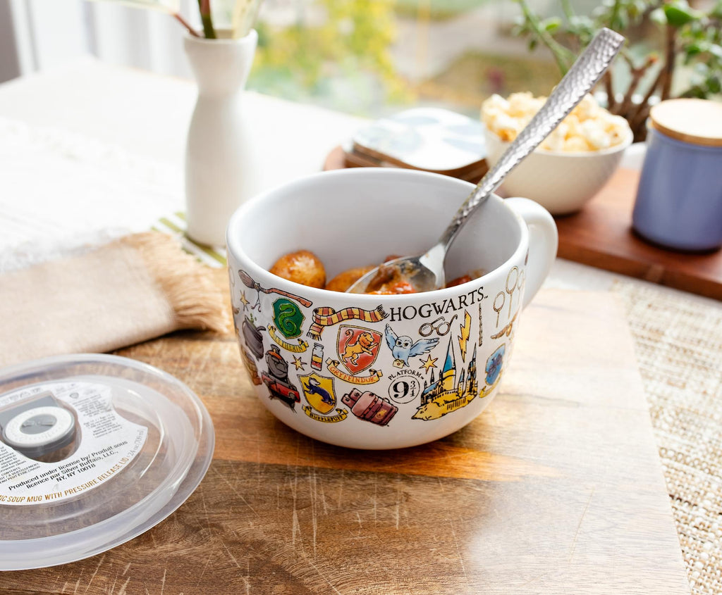 Harry Potter Hogwarts Destination Soup Mug With Vented Lid | Holds 24 Ounces