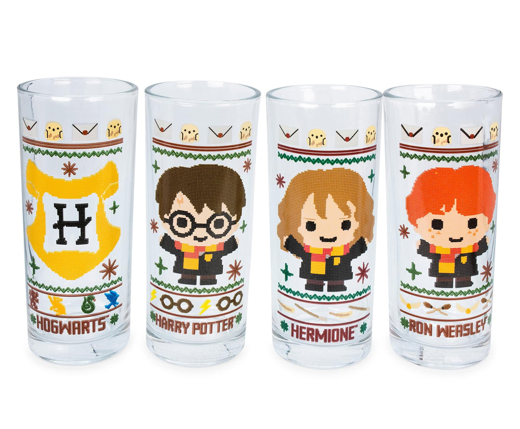 Harry Potter Chibi Christmas Sweater 10-Ounce Tumbler Glasses | Set of 4