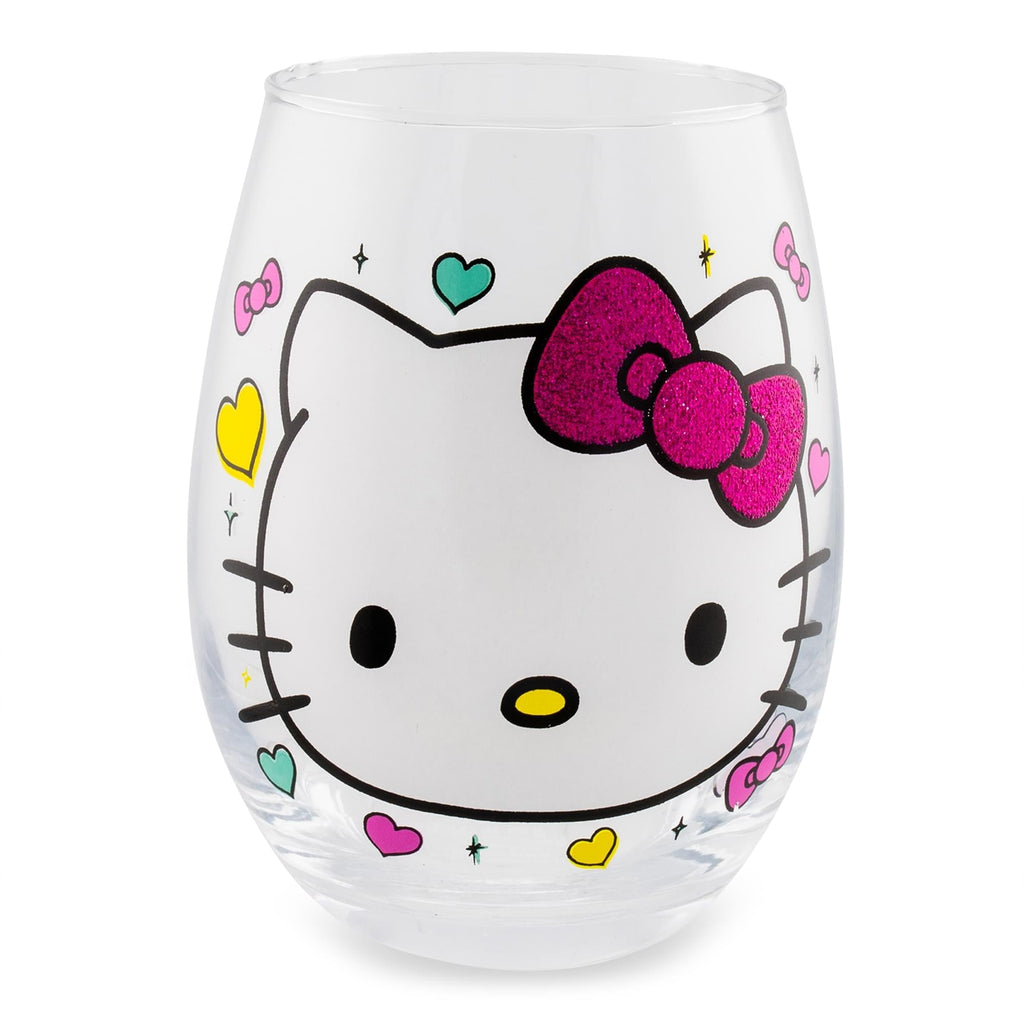 Sanrio Hello Kitty "You Had Me At Hello" Glitter Stemless Wine Glass | 20 Ounces