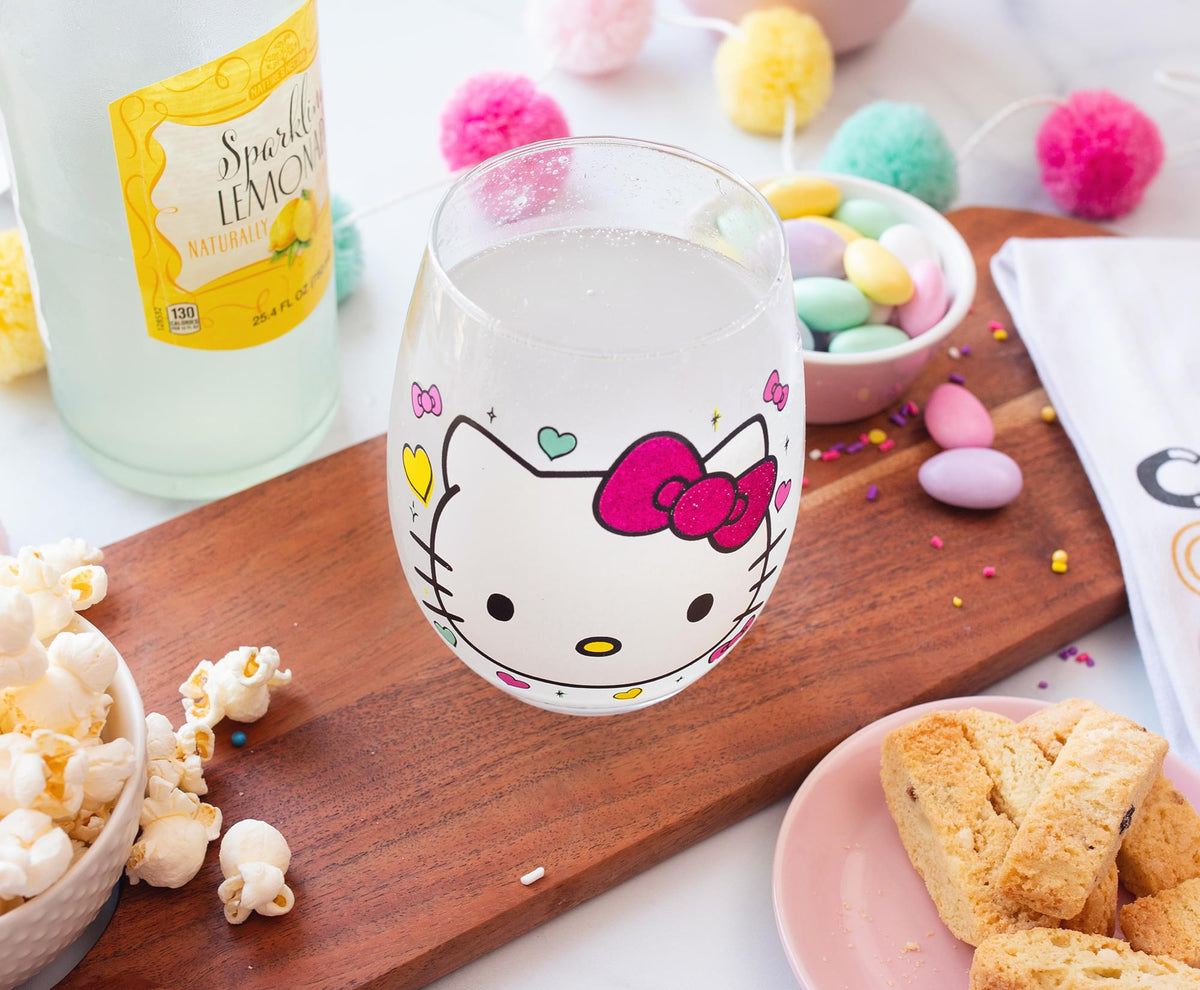 Sanrio Hello Kitty "You Had Me At Hello" Glitter Stemless Wine Glass | 20 Ounces