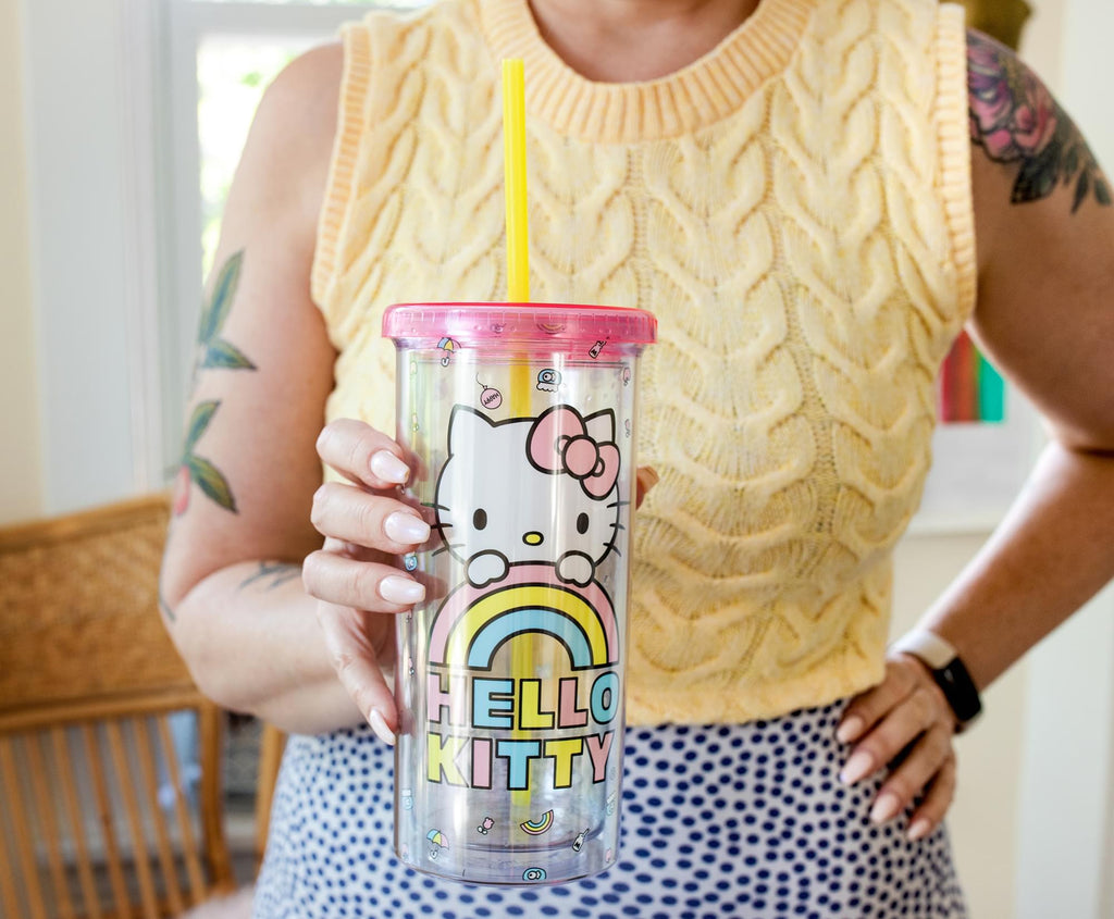 Sanrio Hello Kitty Pastel Rainbow Carnival Cup With Lid | Holds 20 Ounces