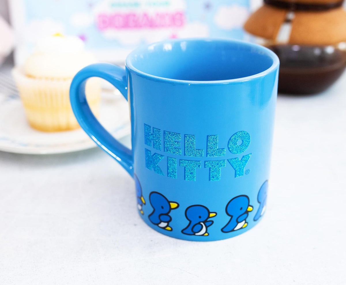 Sanrio Hello Kitty Blue Sparkles Ceramic Mug | Holds 14 Ounces