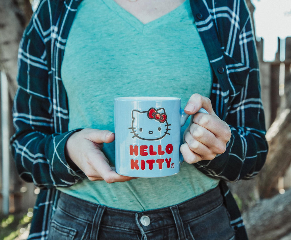 Sanrio Hello Kitty Logo Wax Resist Ceramic Mug | Holds 14 Ounces