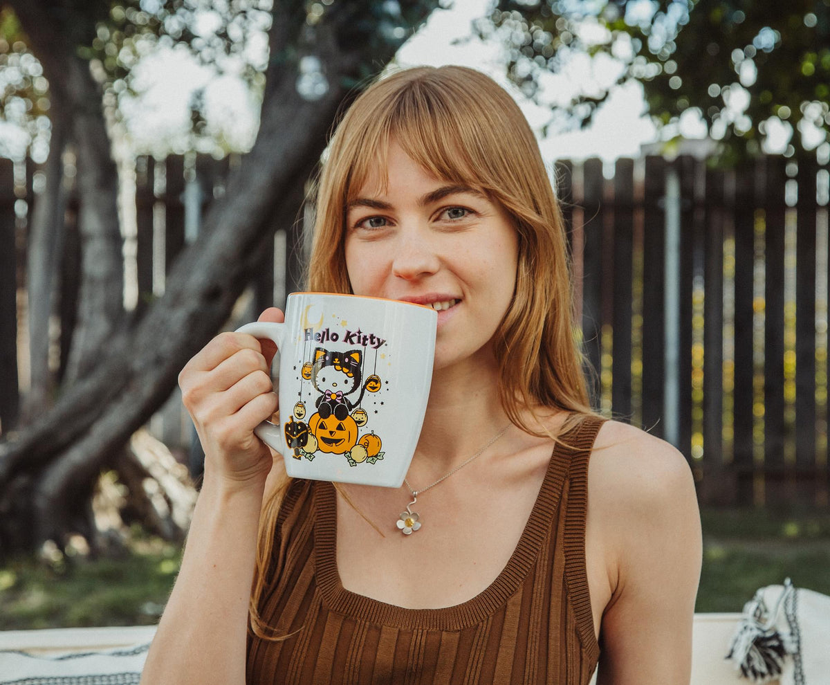 Sanrio Hello Kitty Pumpkin Patch Jumbo Curved Ceramic Latte Mug | Hold 25 Ounces