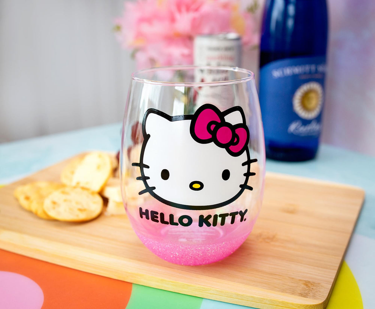 Sanrio Hello Kitty Teardrop Stemless Wine Glass | Holds 20 Ounces