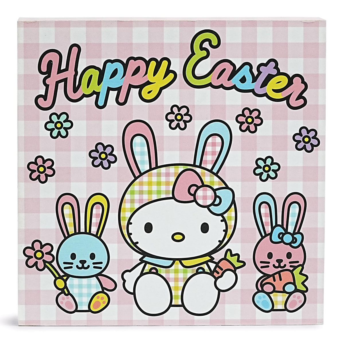 Sanrio Hello Kitty "Happy Easter" 6 x 6 Inch Wood Box Sign