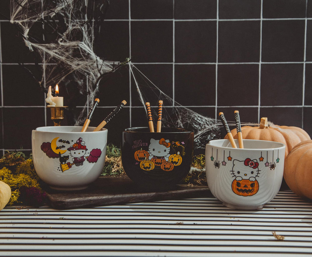 Sanrio Hello Kitty Witch 20-Ounce Ceramic Ramen Bowl and Chopstick Set